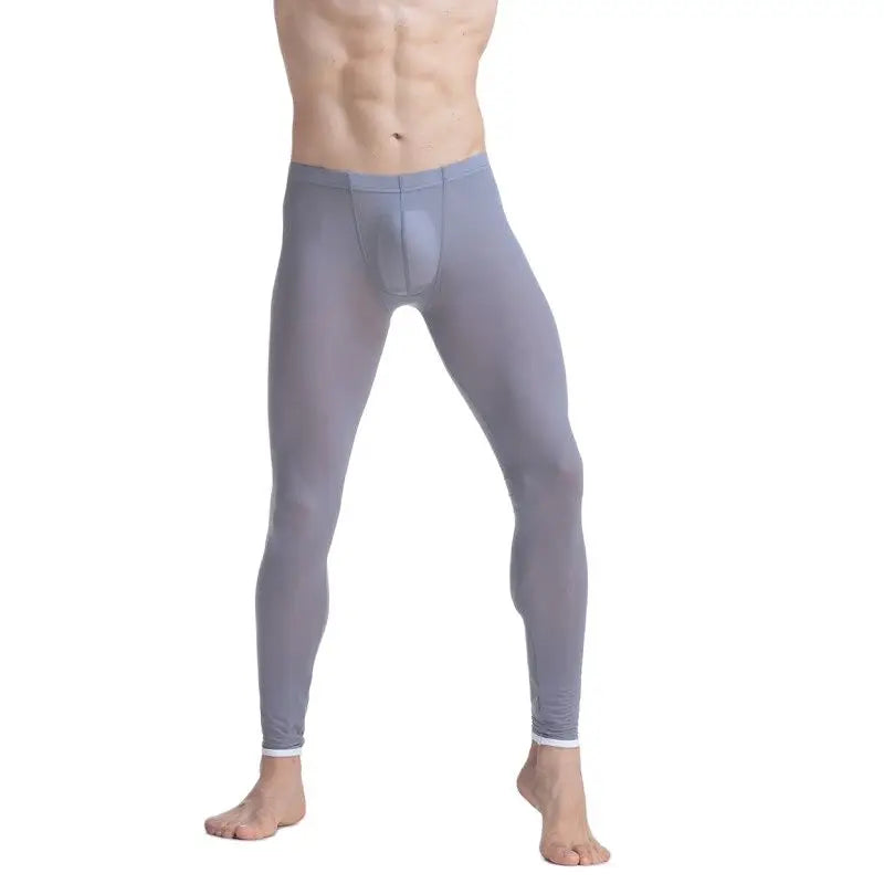 CLEVER-MENMODE Sheer Men's Ice Silk Long Johns Pants Elastic Underwear