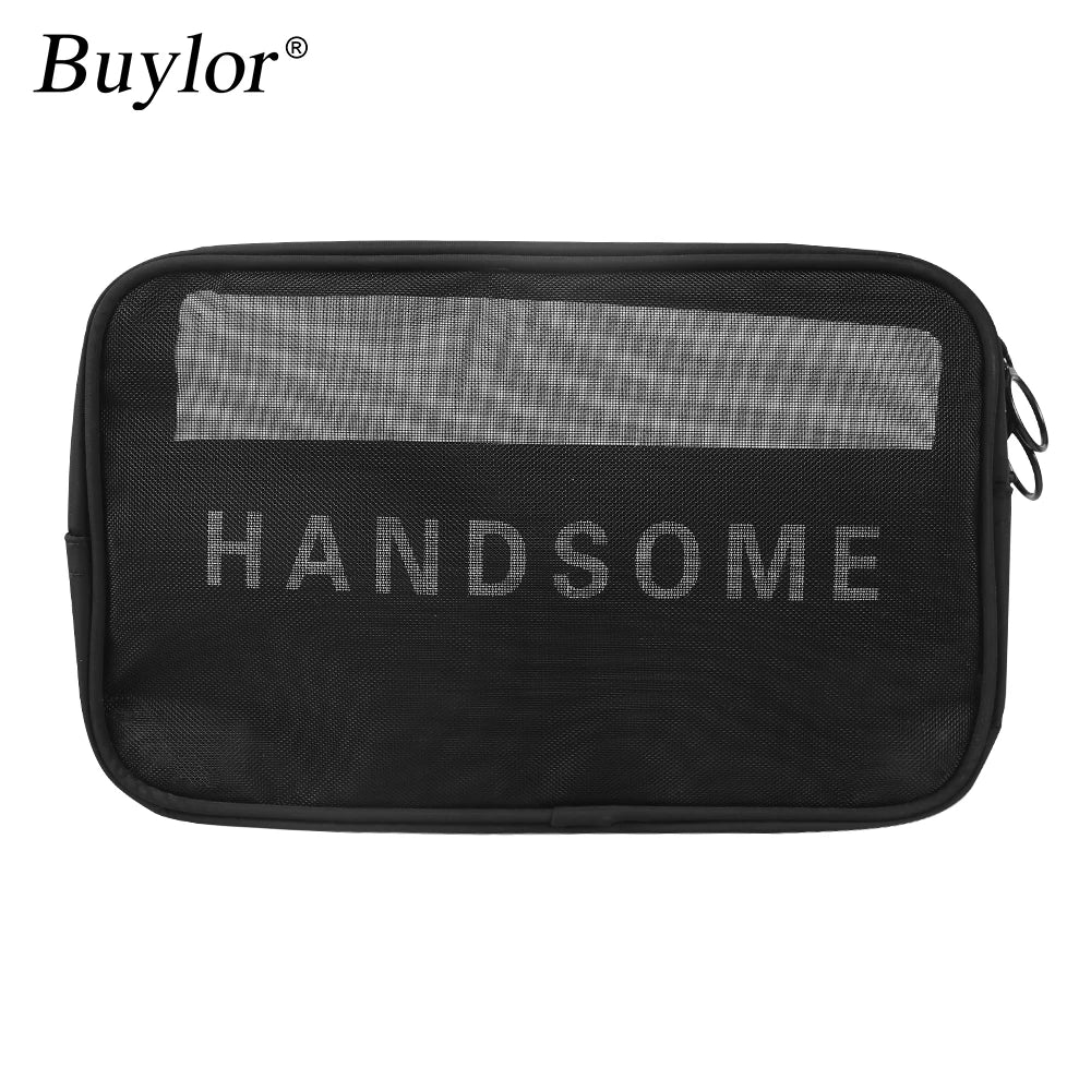 Buylor Cosmetic Travel Bag Mesh Organizer Luggage Women Zipper Makeup Case Pad