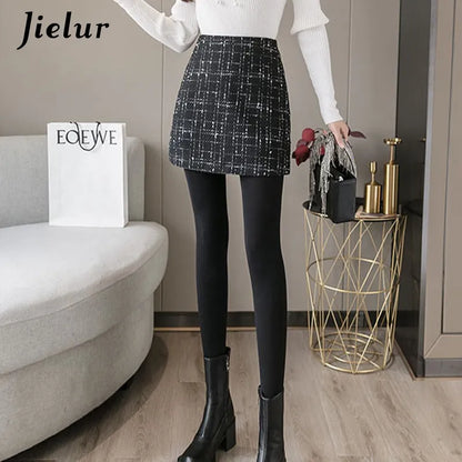 Women Skirt A-Line Slim High Waist Zipper Autumn Winter Black Mini Skirts Womens