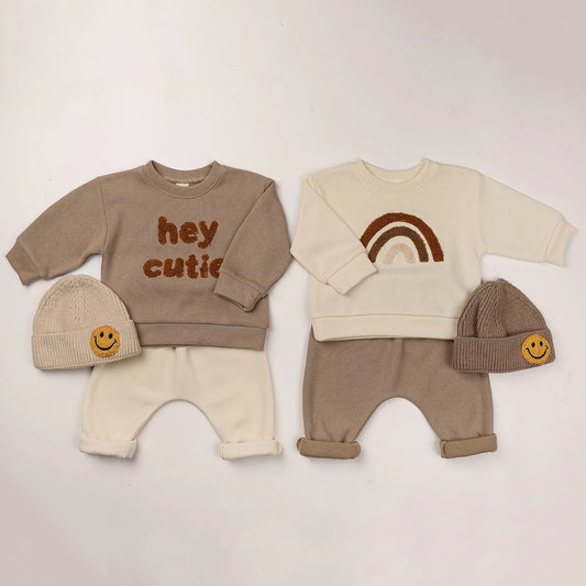 Europe Baby Cotton Kintting Clothing Sets Kids Boys Girls Spring Clothes