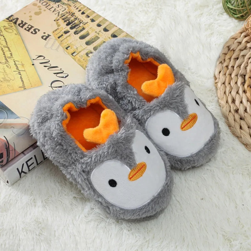 2023 Winter Cute Penguin Kids Slippers Comfortable Baby Warm Cotton Shoes