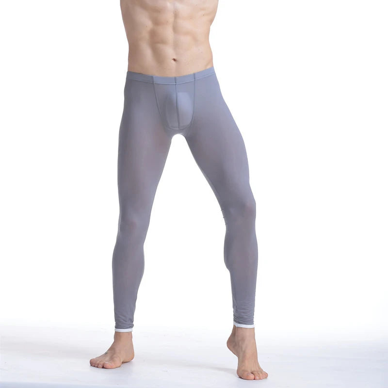 CLEVER-MENMODE Sheer Men's Ice Silk Long Johns Pants Elastic Underwear