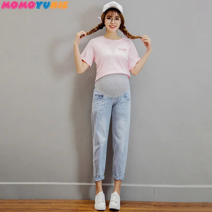 Maternity Jeans for Pregnant Women Clothes Elastic Waist Belly Loose Pant