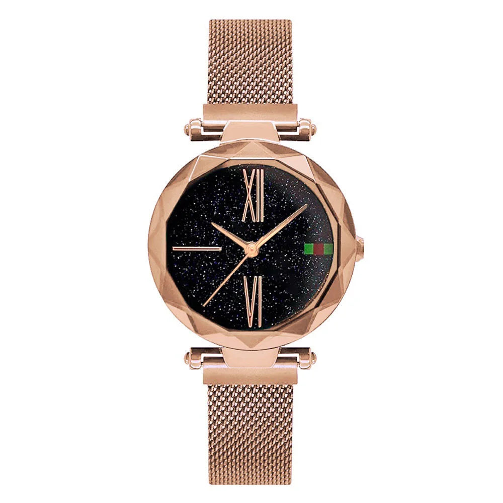 Luxury Rose Gold Women Watches Minimalism Starry Sky