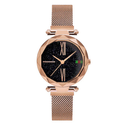 Luxury Rose Gold Women Watches Minimalism Starry Sky