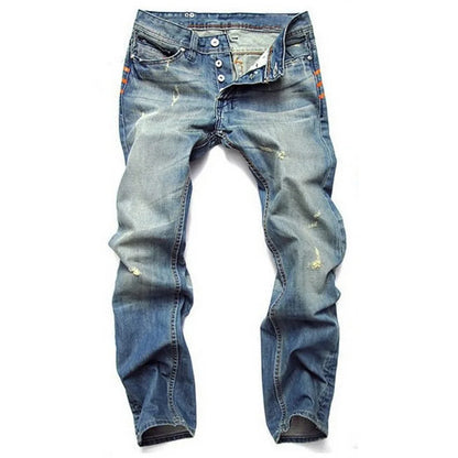 Ripped Denim Jeans for Men Straight Slim Plus Size 40 42 Pantalones Designer