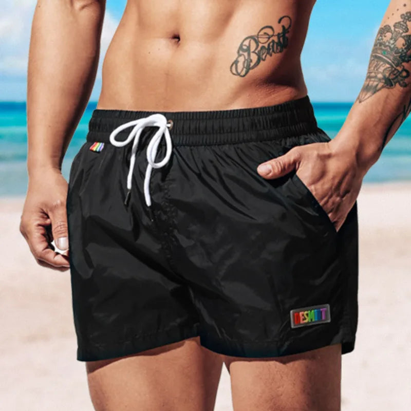 DESMIIT Waterproof Board Shorts Swim Shorts Men Swimwear Mens