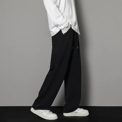 CAAYU Sweatpants Mens Straight Pants Large Size Male Loose Black Casual Pants