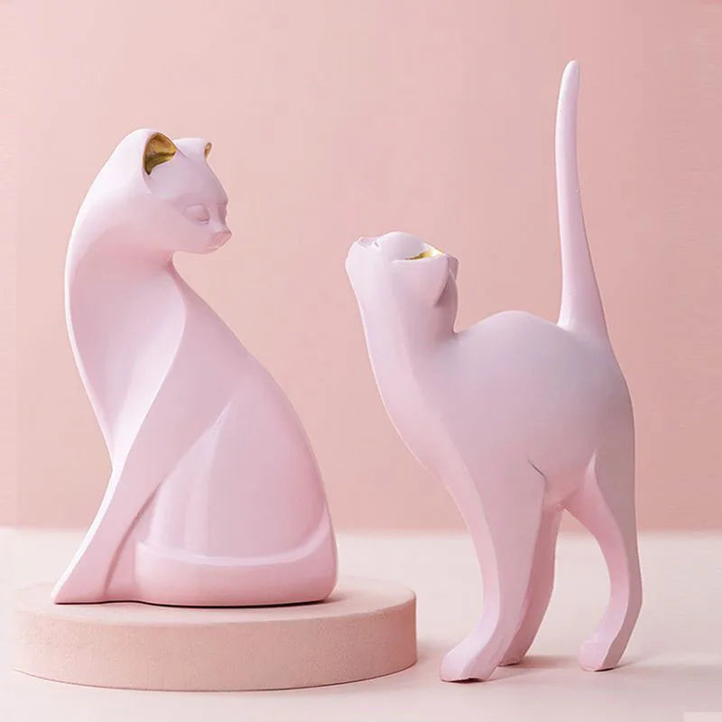 Vilead Pink Cat Sculptures Dressing Table Decoration Accessories Home