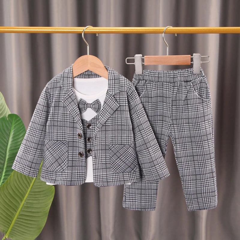 Spring Autumn Children Kids Boys Clothing Set Toddler Plaid Clothes Suits Kids