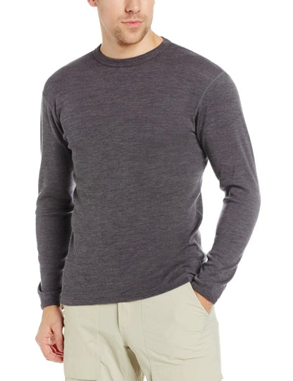 Male Pure 100% New Merino Wool Men's Midweight Crew Long Sleeves Thermal