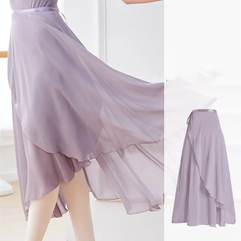 Dance Skirt Women Long Chiffon Ballet Skirts Adult Ballroom Dance Skirt