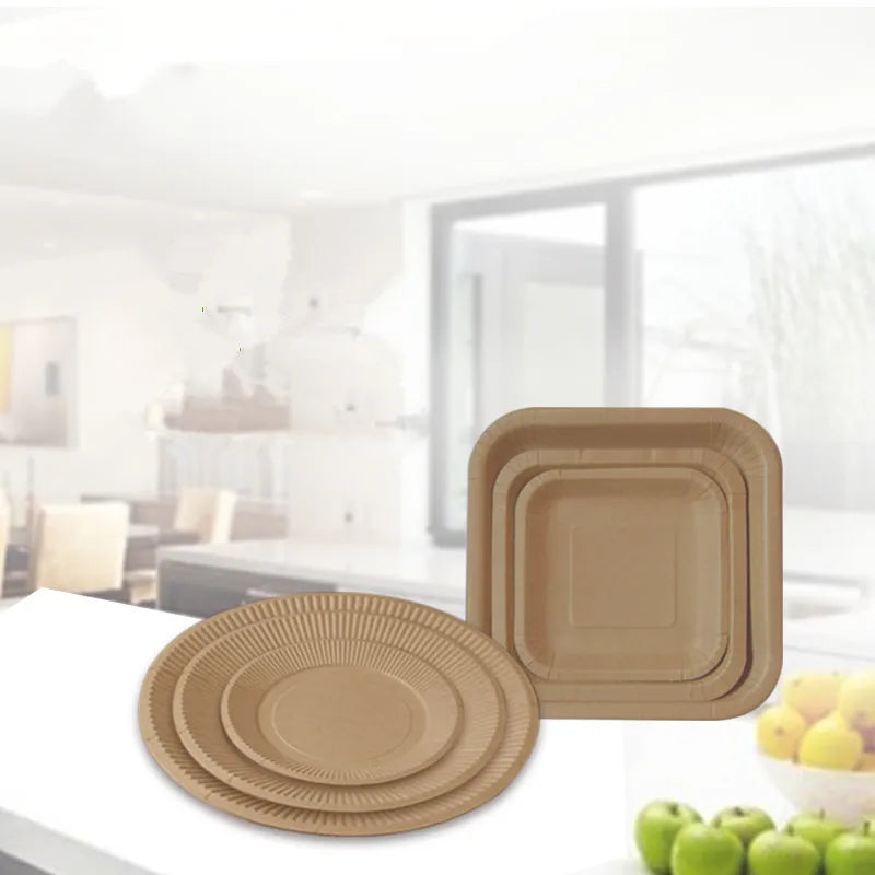 50pcs/Pack Disposable Thickened Paper Plate Paper Dish Cake Tray