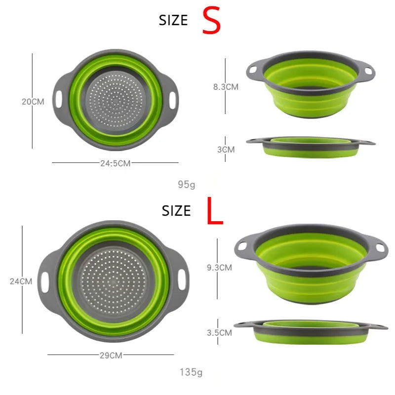 Foldable Silicone Colander Washing Basket Strainer Strainer Collapsible Drainer