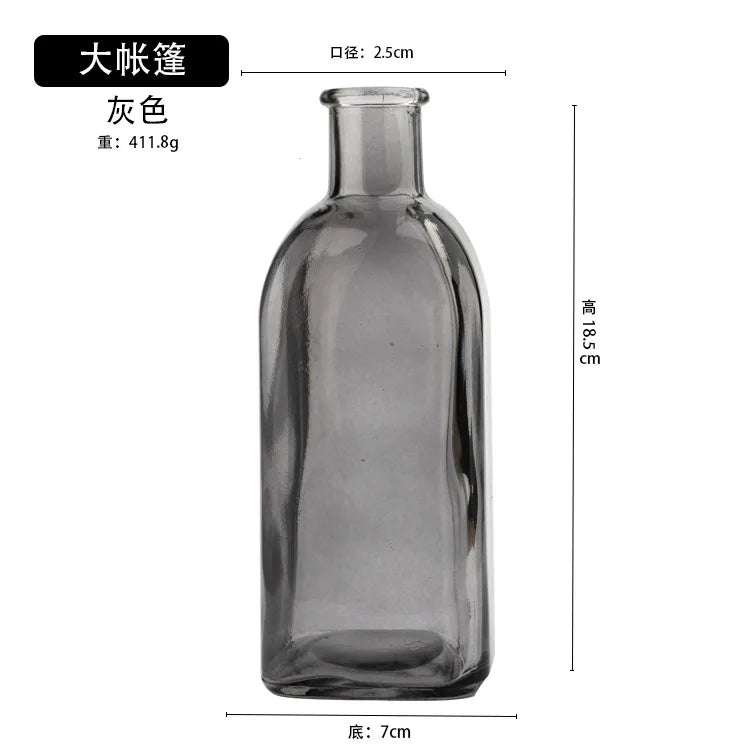 Colorful Glass Vase Transparent Simple Glass Bottle Table Crafts Ornaments