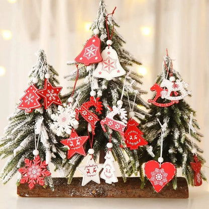 12pcs/Set Wooden Christmas Tree Toys Christmas Ornaments Christmas Decoration