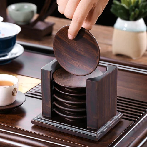 Household Items Ebony Solid Wood Tea Coaster Cup Holder Tea Cup Holder Potholder