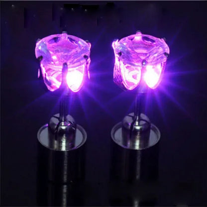 1pc Light Up Led Stainless Steel Men Earring New Year Gift