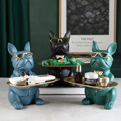 French Bulldog Sculpture Dog Statue Jewelry Storage Table Decoration Home Decor