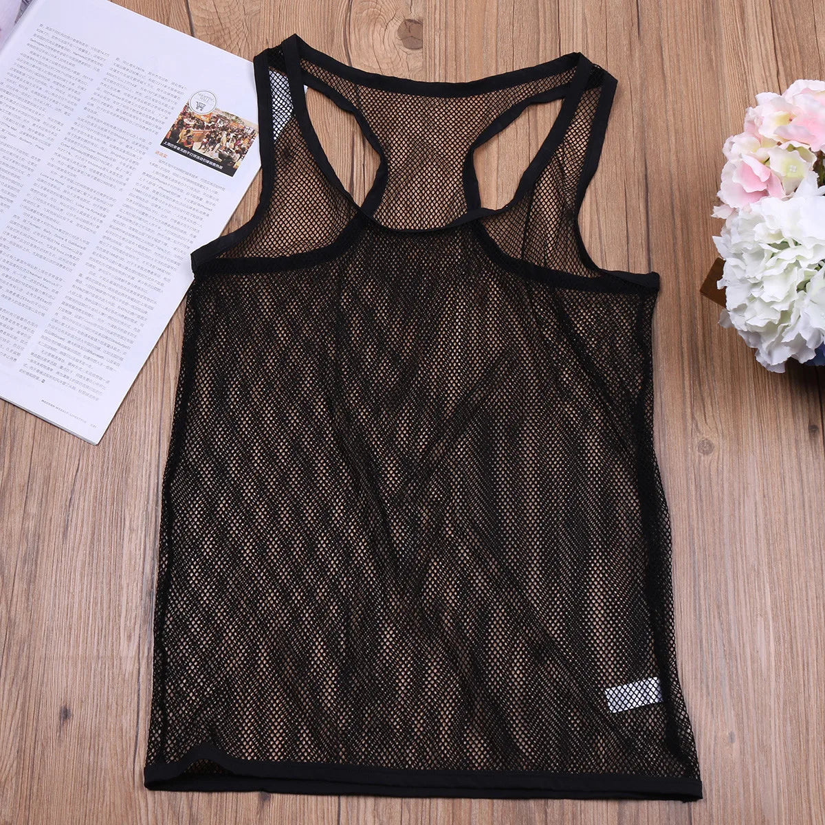 Transparent Undershirt  Fishnet See-Through Sleeveless Vest Breathable