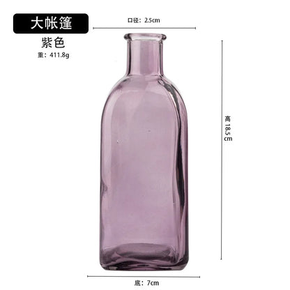 Colorful Glass Vase Transparent Simple Glass Bottle Table Crafts Ornaments