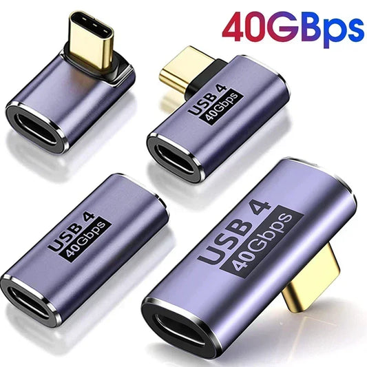 USB4.0 40Gbps Adapter USB C Male to Female 90 Degree 100W Fast Charging