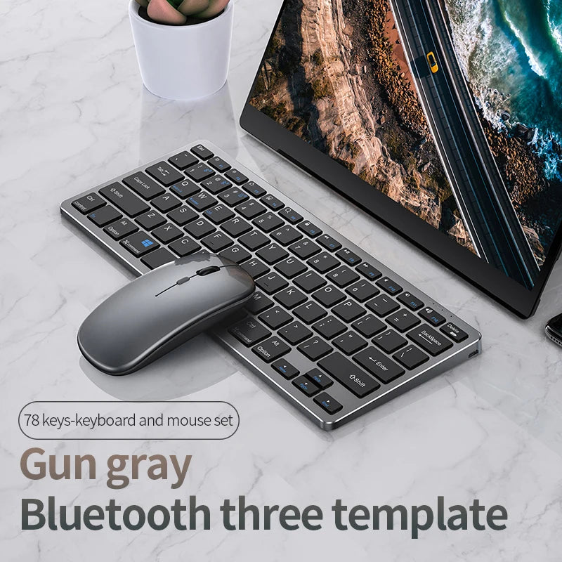 Keyboard and Mouse Set Bluetooth-Compatible Slim Rechargeable USB Keyboard Mouse