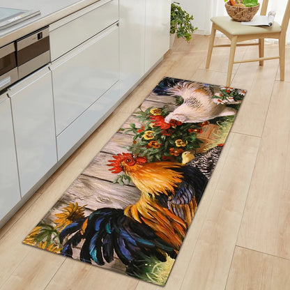 WUJIE Rooster Kitchen Mat Non-Slip Carpet Indoor Outdoor Rug Floor Mats