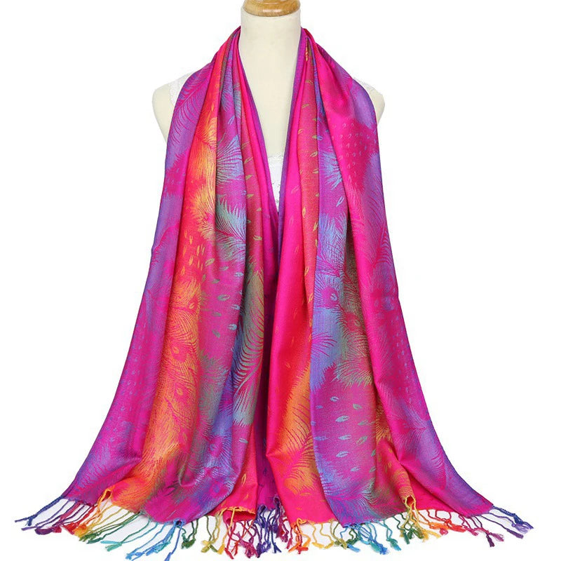 Fashion Jacquard Autumn and Winter Cotton Woman Scarf Pashmina Shawl Long