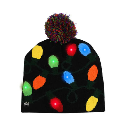 LED Christmas Hat Sweater Knitted Beanie Christmas Light Up Knitted Hat