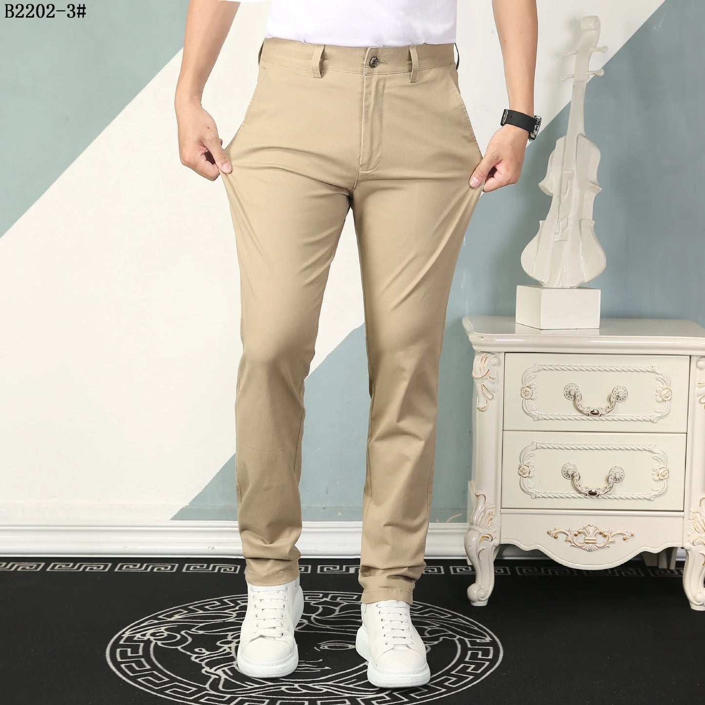 2022 Wholesale Custom Slim Fit Baggy Trousers Men's Pants Men Khaki Chino Pants