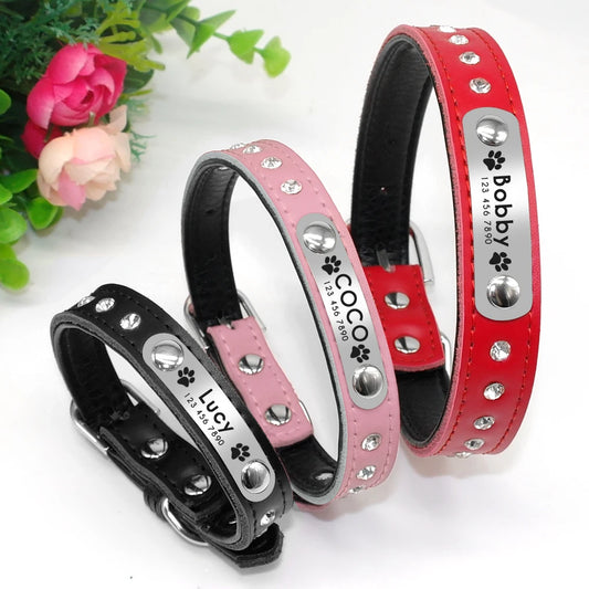 Leather Cat Collar Personalized Cat Collar for Puppy Pet Nameplate Collar