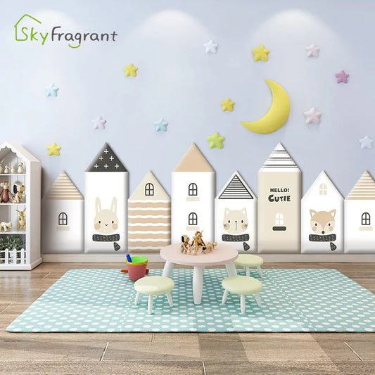 3D Cartoon Houses Self Adhesive Anti-Collision Soft Wall Stickers for Kids Rooms