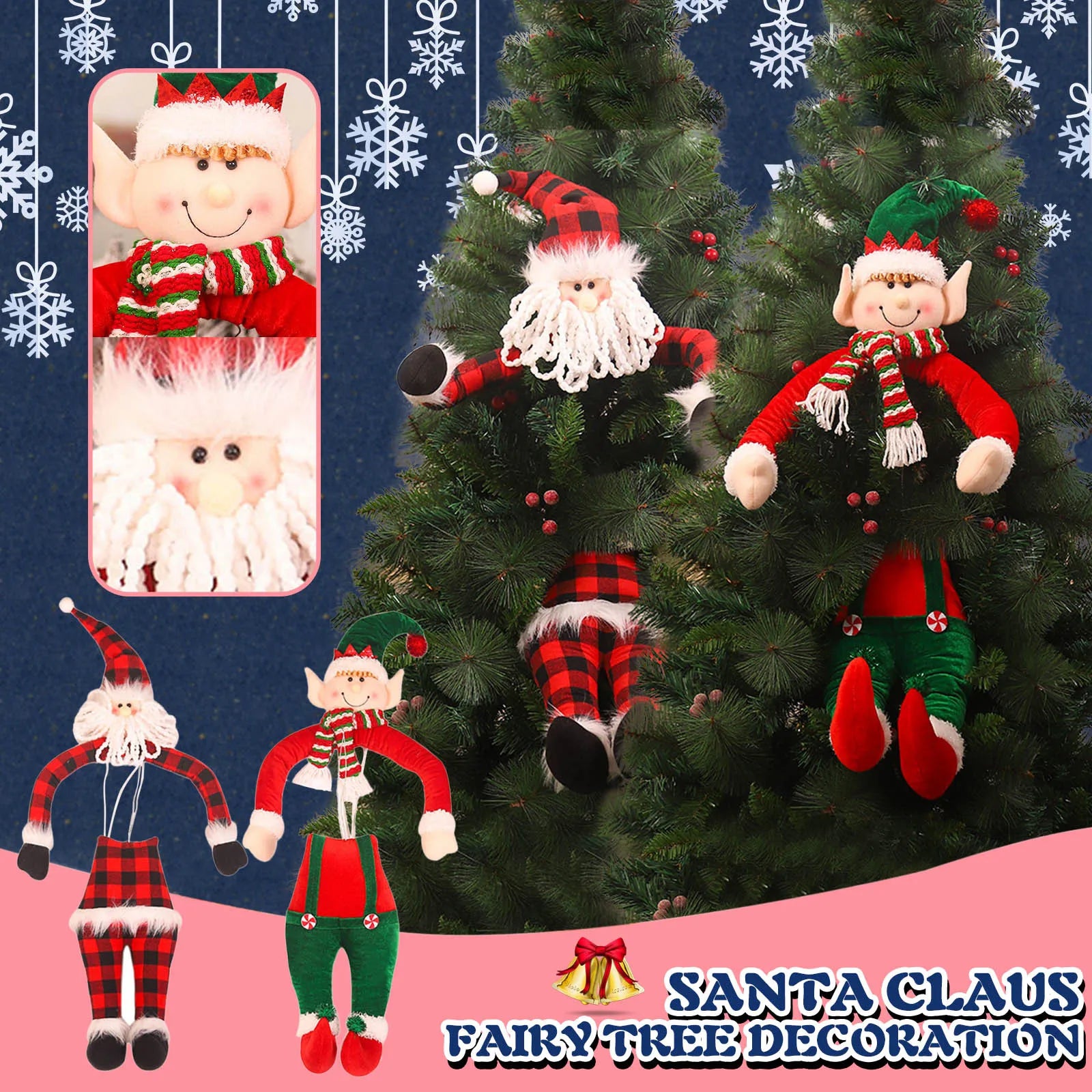 Large Size Christmas Tree Doll Hugger Santa Claus Elves Doll Cute Xmas Tree