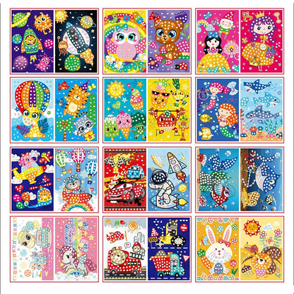 10/15pcs Colorful Dot Primary Mosaic Puzzle Stickers Games DIY Cartoon Animal