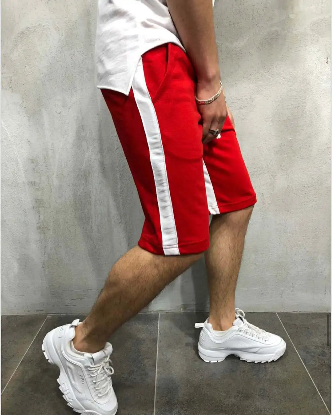 Wholesale Sport Jogger Shorts  Patchwork Stripe Side Casual Mens Shorts Half