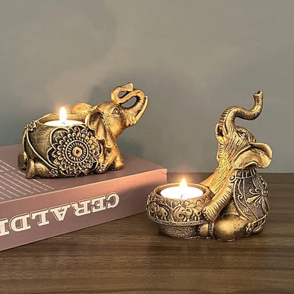 Animal Candle Holders Elephant Trunks Up Sculpture Tealight Candle Holder