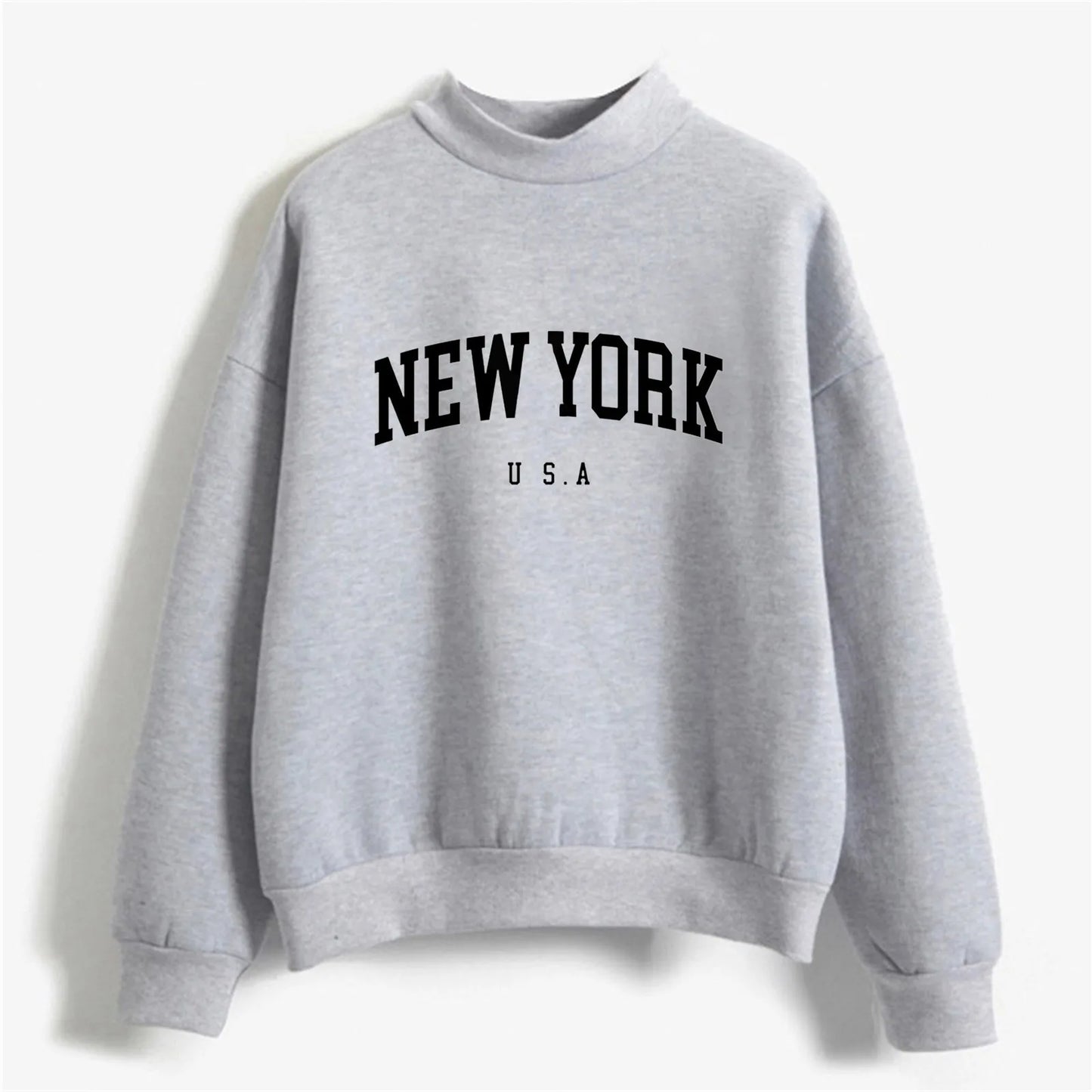 Autumn Spring O Neck New York Prints Sweat Shirts for Women Long Sleeve Pullover