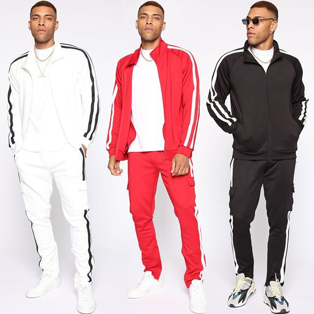 Custom 100% Polyester Mens Slim Fit Trendy Sweat Suit Set Long Sleeve Tracksuit