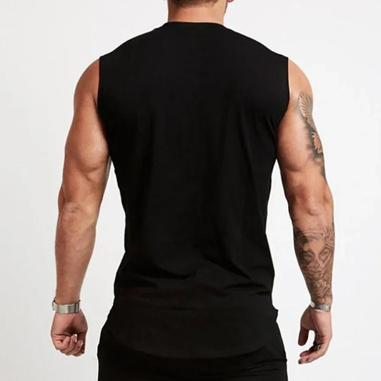 Summer Gym Tank Top Men Cotton Bodybuilding Fitness Sleeveless T Shirt Workout