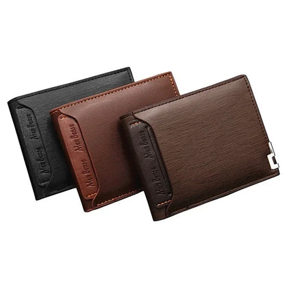 New Men's Short Wallet Multifunction Fashion Iron Credit Card Holders Pu Money