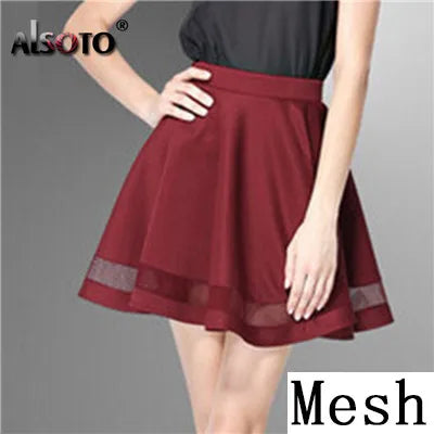 Summer Women Skirt Fashion Elastic Midi Skirt Sexy Girls Mini Pleated Skirts