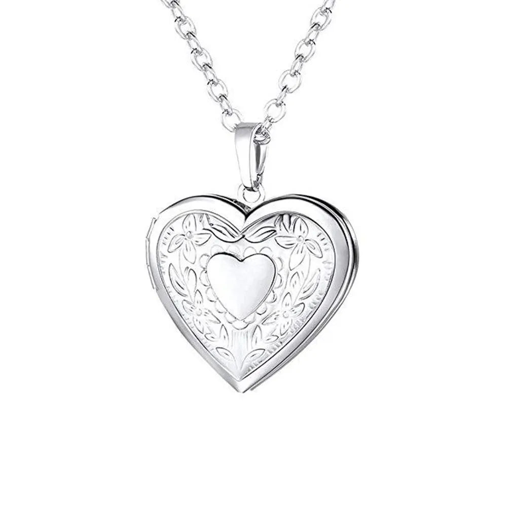 HOOH 1PC Heart Shaped Friend Photo Picture Frame Locket Pendant for Necklace