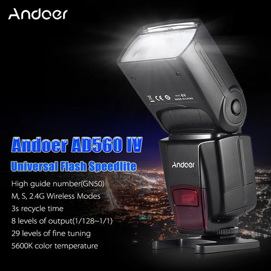 RU Andoer AD560 IV 2.4G Wireless On-Camera Slave Speedlite Flash Light GN50