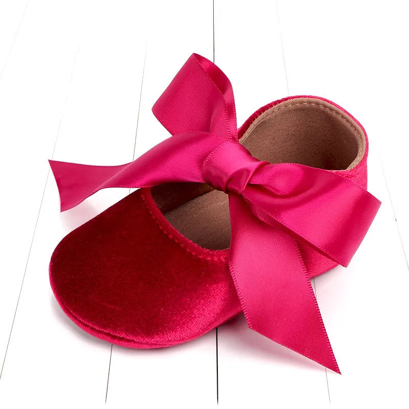 Baby Girl Cute Shoes Bow Lace Up PU Leather Princess Baby Shoes