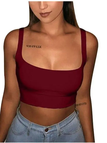 Sexy Women Solid Strappy Tank 2019 Vest Crop Top Summer Beach Party