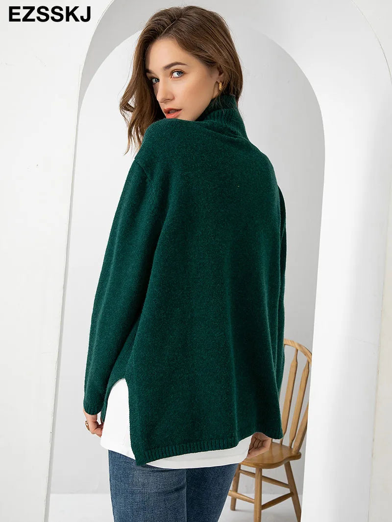 Autumn Winter Basic Oversize Thick Sweater Pullovers Women Loose Cashmere