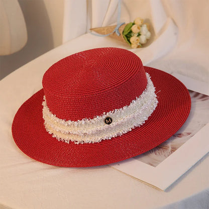 Luxury Brand Women and Ladies Straw Sun Hats Fashion Ribbon Sun Summer Hat for