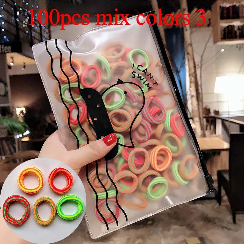 50/100pcs/Set Girls Colorful Nylon Small Elastic Hair