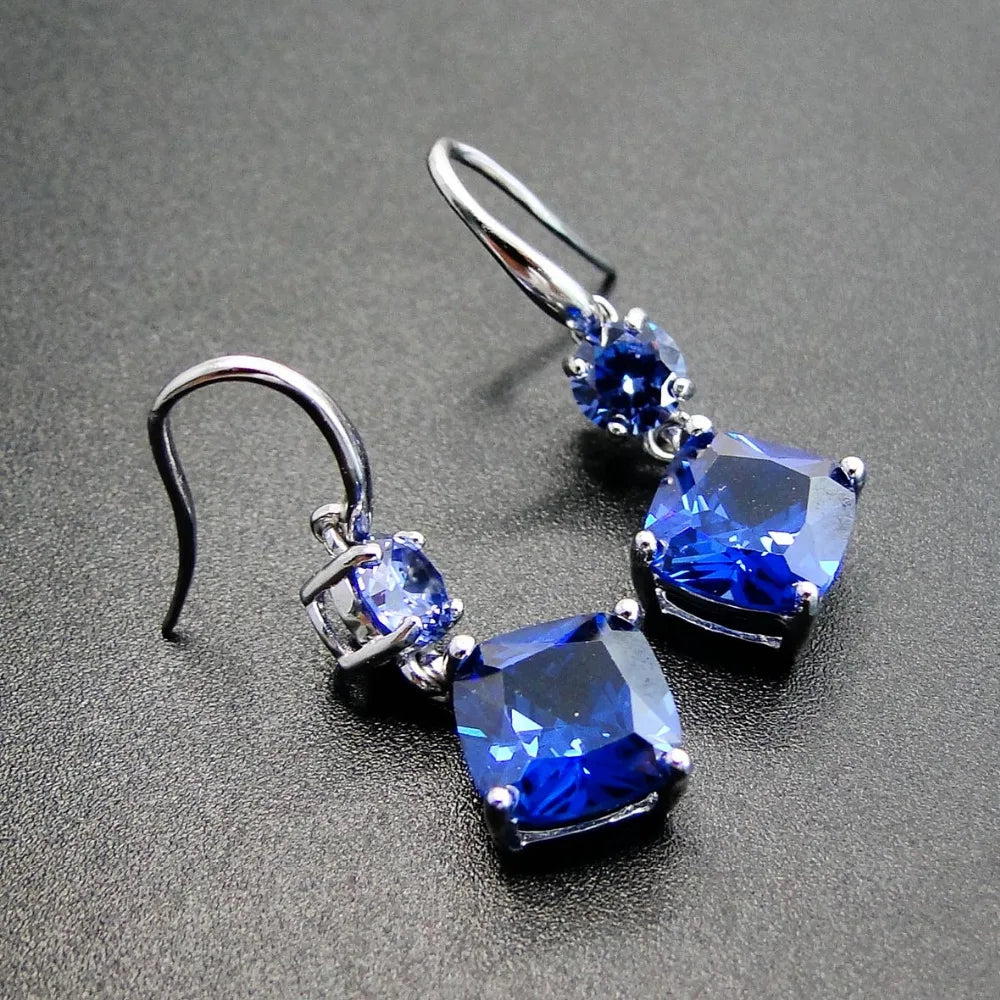 100% 925 Sterling Silver Earring With Tanzanite Drop Earrings Women Jewelry